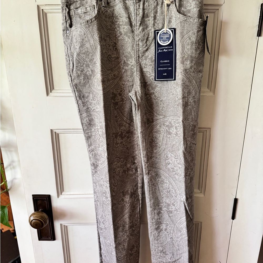 Gray Paisley Print Pants